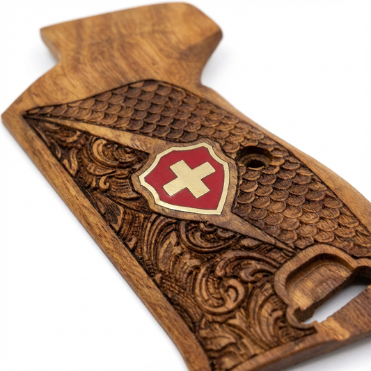 Sig P210 Grips - Swiss Cross FishScale and Floral (Red)