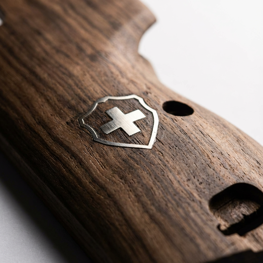 Sig P210 Grips - Vertical Grain Walnut Swiss Cross (Silver)
