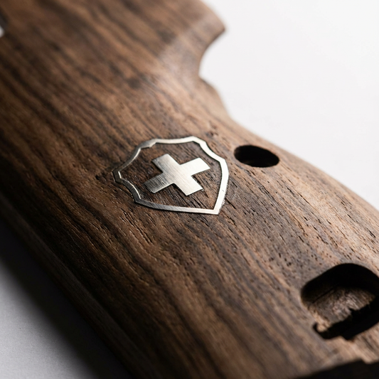 Sig P210 Grips - Vertical Grain Walnut Swiss Cross (Silver)