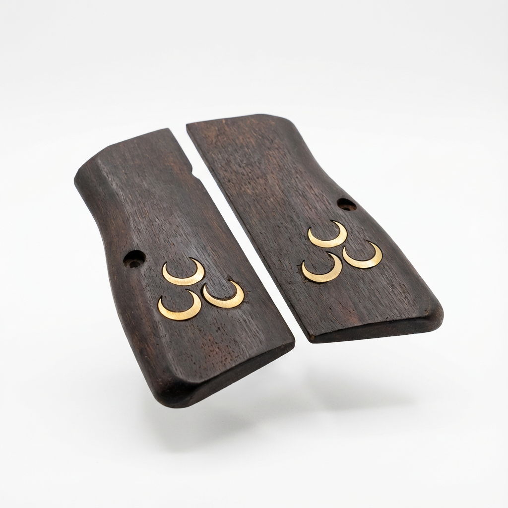 Browning Hi-Power Grips - Three Crescents Inlay