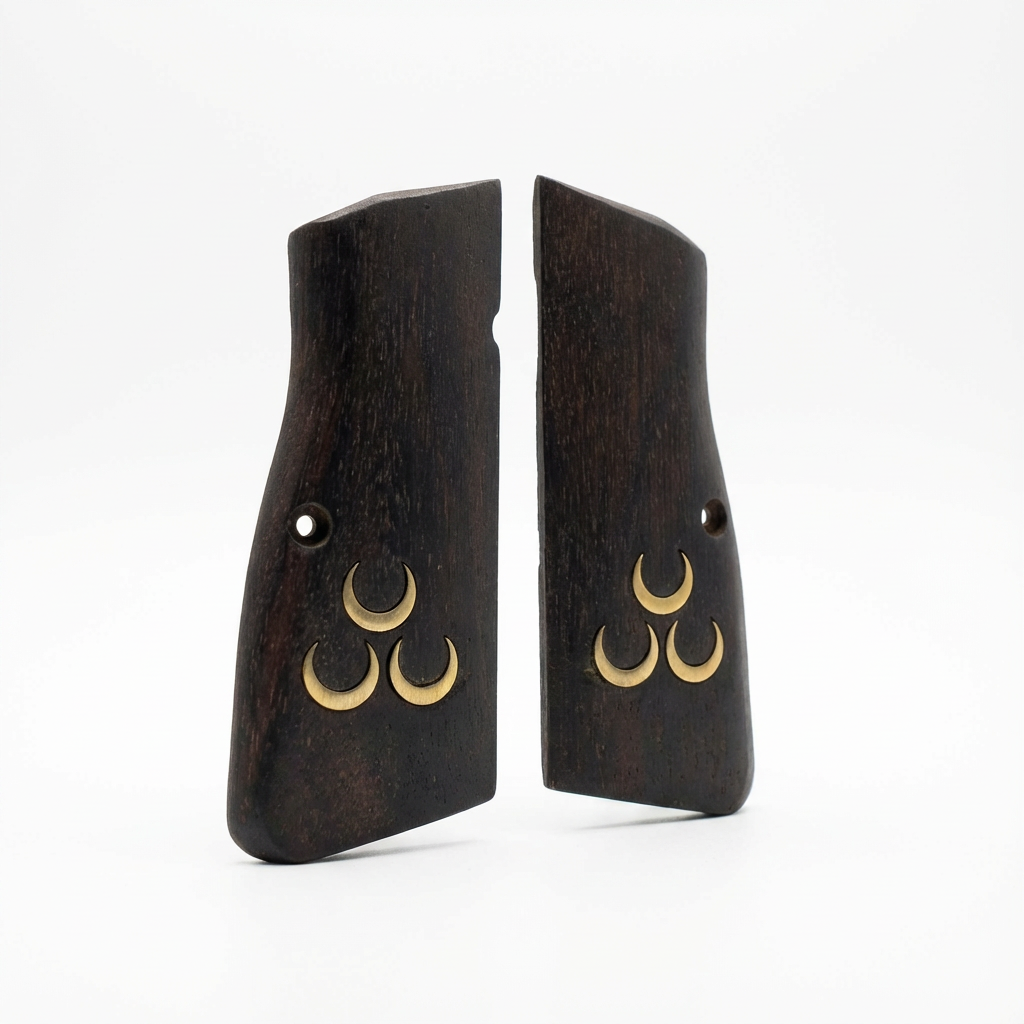 Browning Hi-Power Grips - Three Crescents Inlay