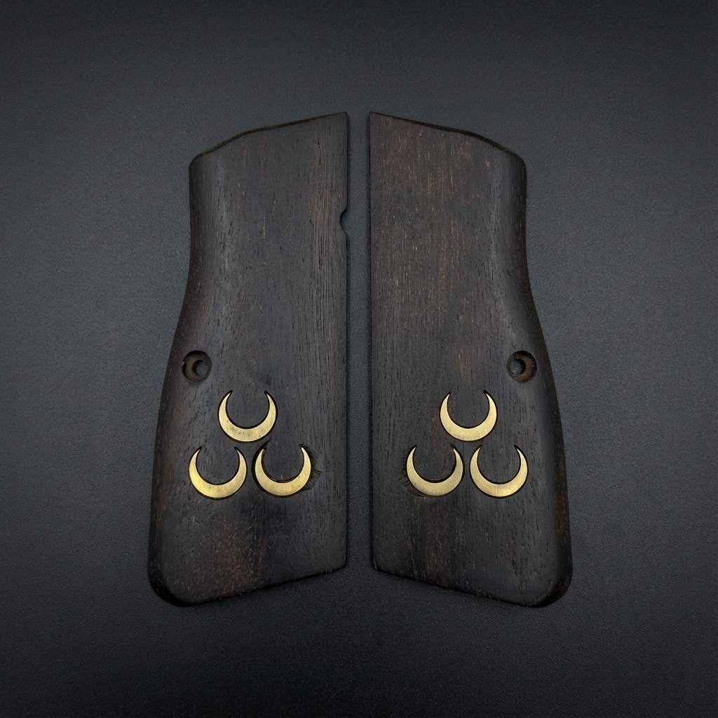 Browning Hi-Power Grips - Three Crescents Inlay