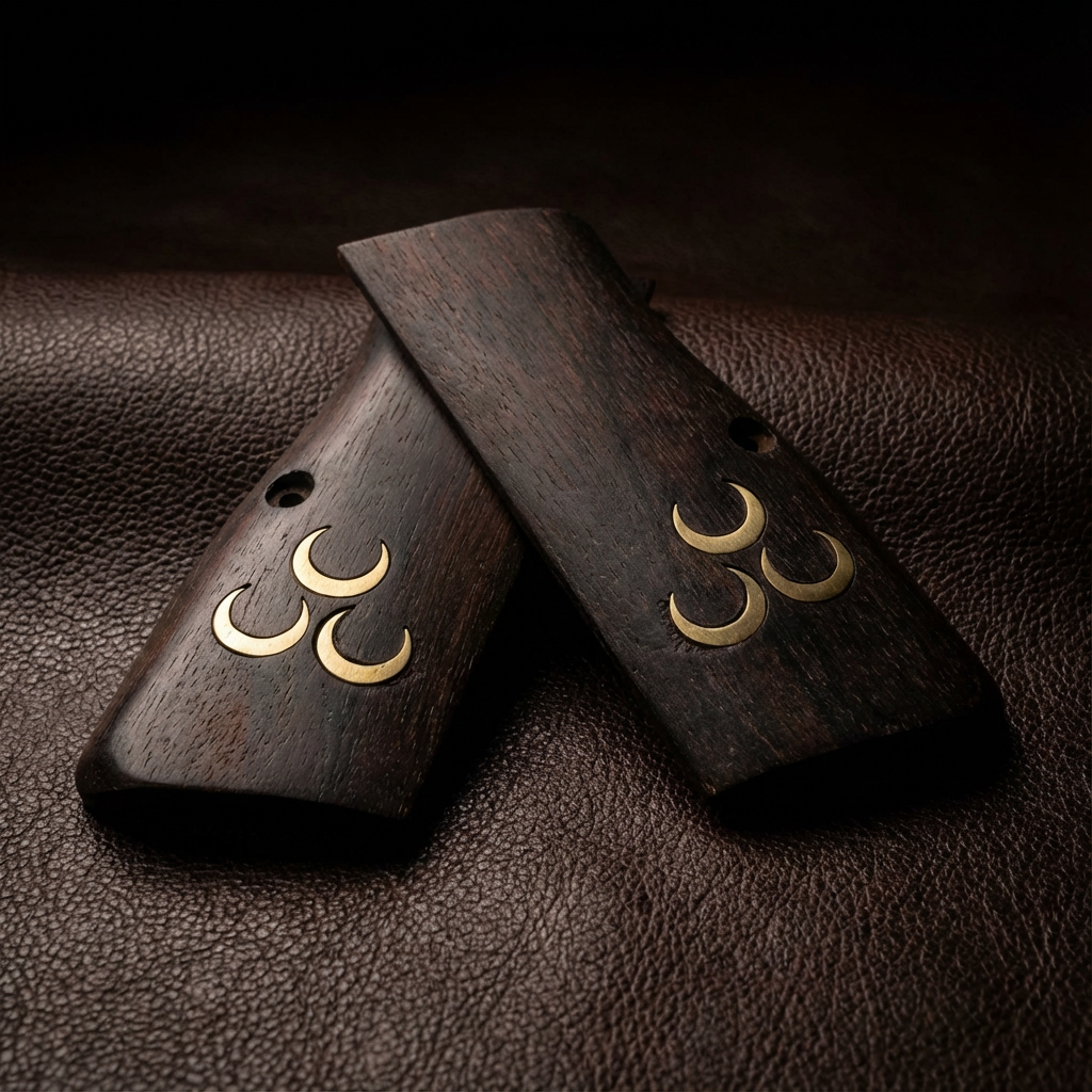 Browning Hi-Power Grips - Three Crescents Inlay