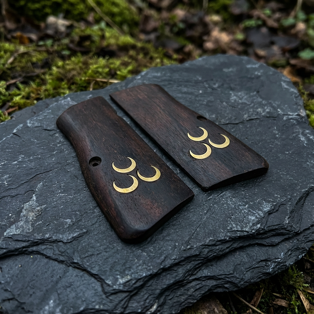 Browning Hi-Power Grips - Three Crescents Inlay