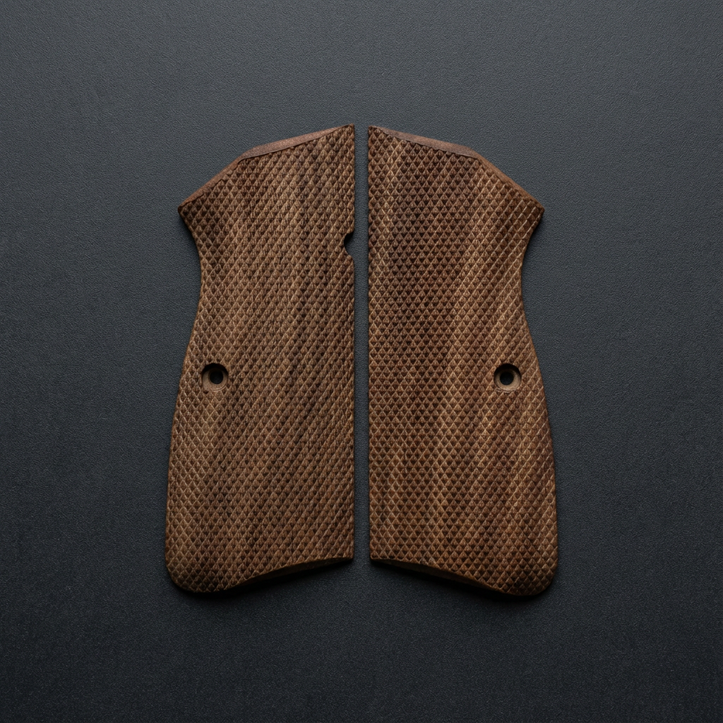 Browning Hi-Power Grips - Full Checkered Light Walnut