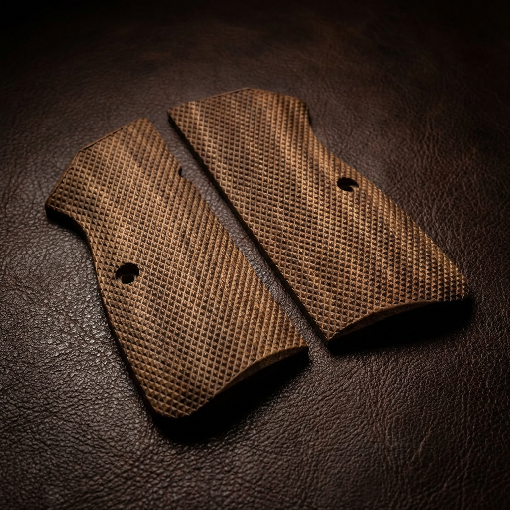 Browning Hi-Power Grips - Full Checkered Light Walnut