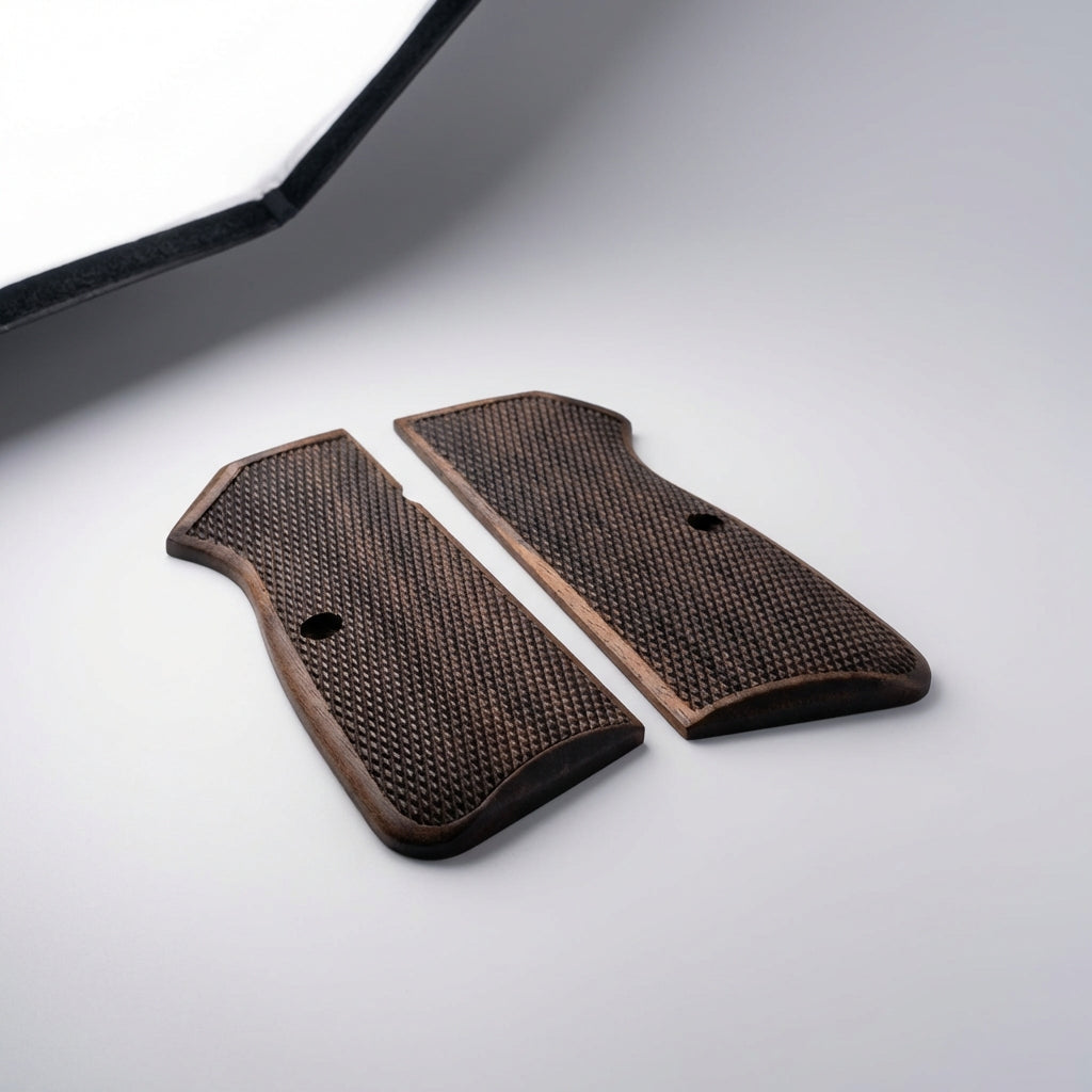 Browning Hi-Power Grips - Full Checkered Dark Walnut