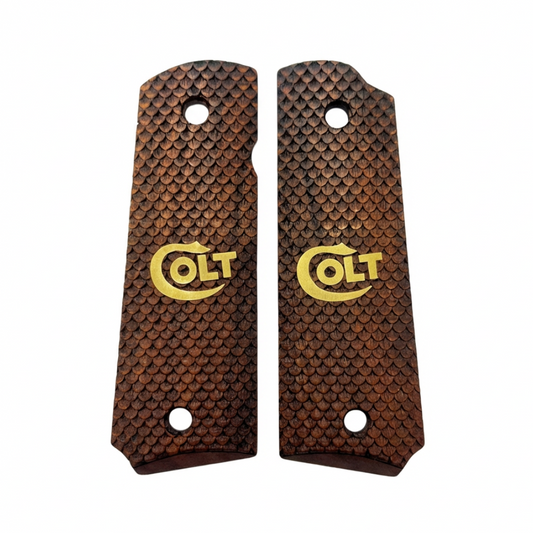 1911 Full Size Grips - FishScale Gold Logo