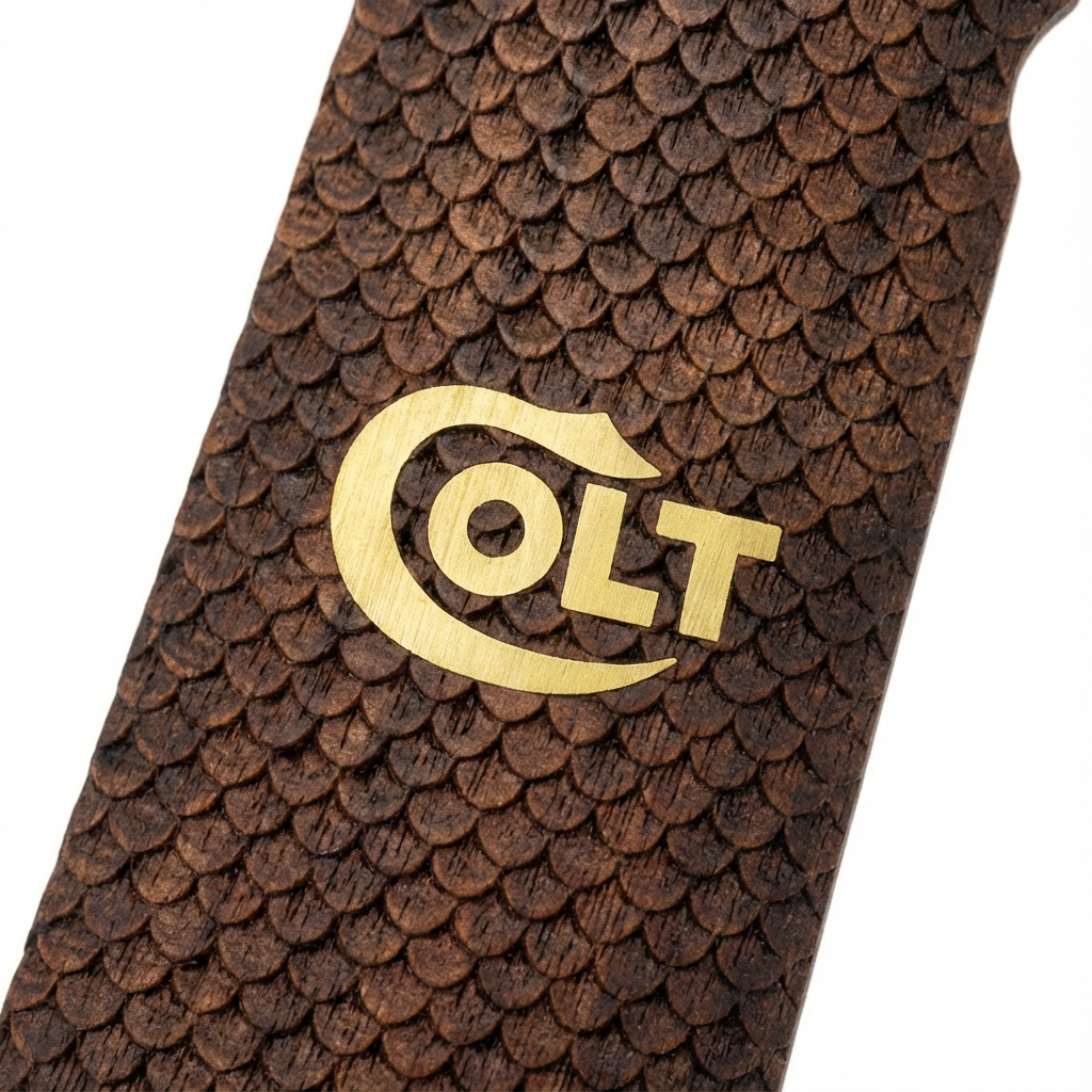 1911 Full Size Grips - FishScale Gold Logo