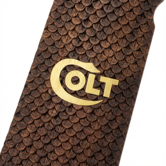 1911 Full Size Grips - FishScale Gold Logo