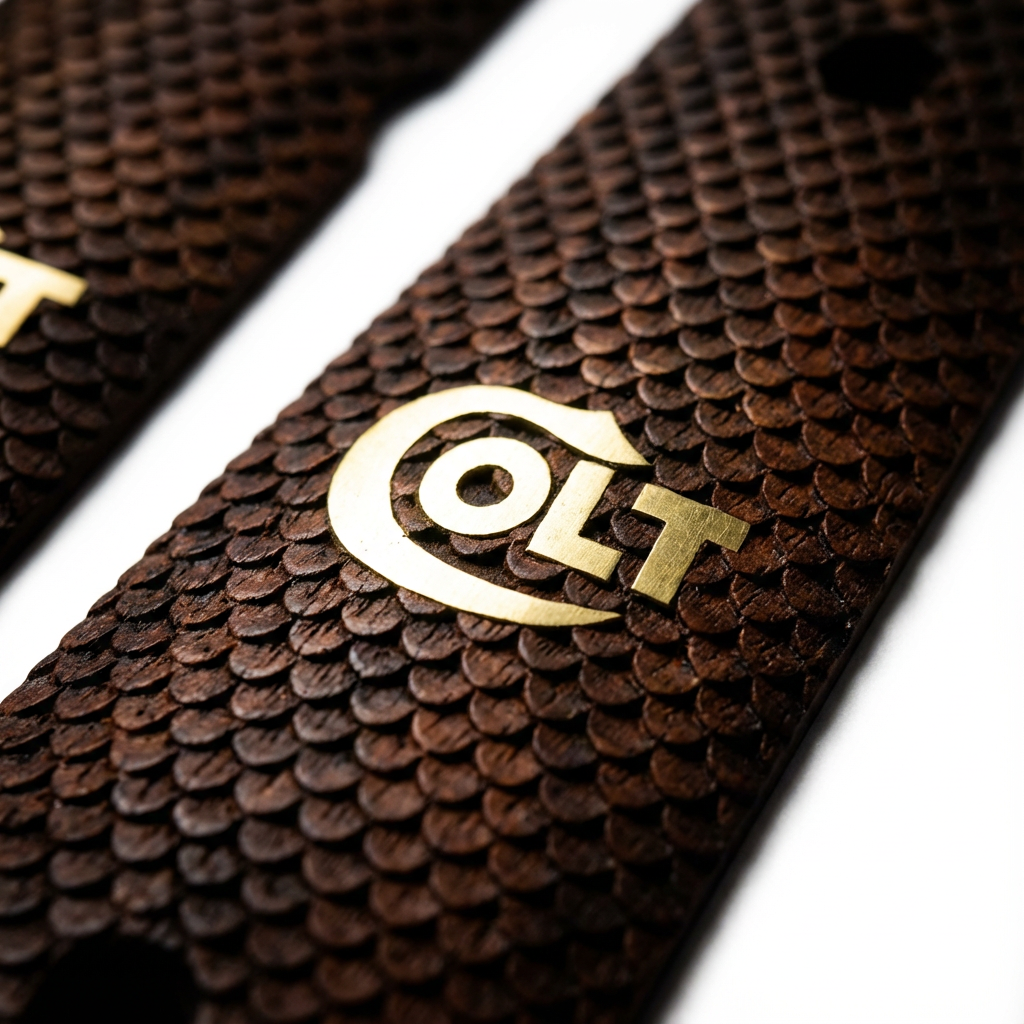 1911 Full Size Grips - FishScale Gold Logo