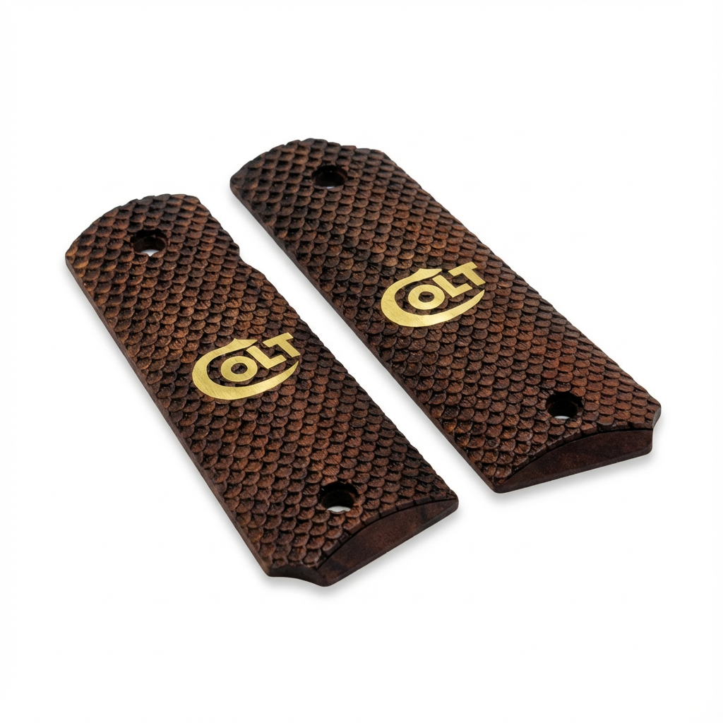 1911 Full Size Grips - FishScale Gold Logo