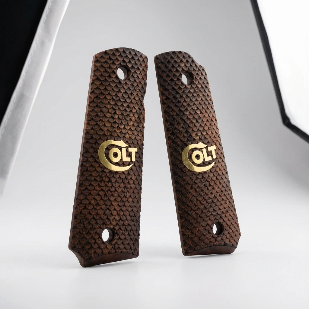 1911 Full Size Grips - FishScale Gold Logo
