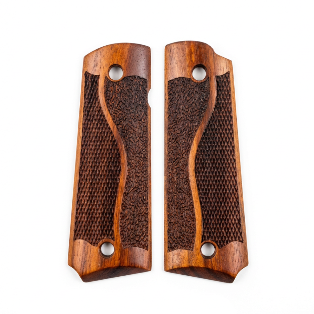 TK　ボルトクラム１０５　ウォールナット 1911 Full Size Grips - Ribbon Checkered Design | TK Grips