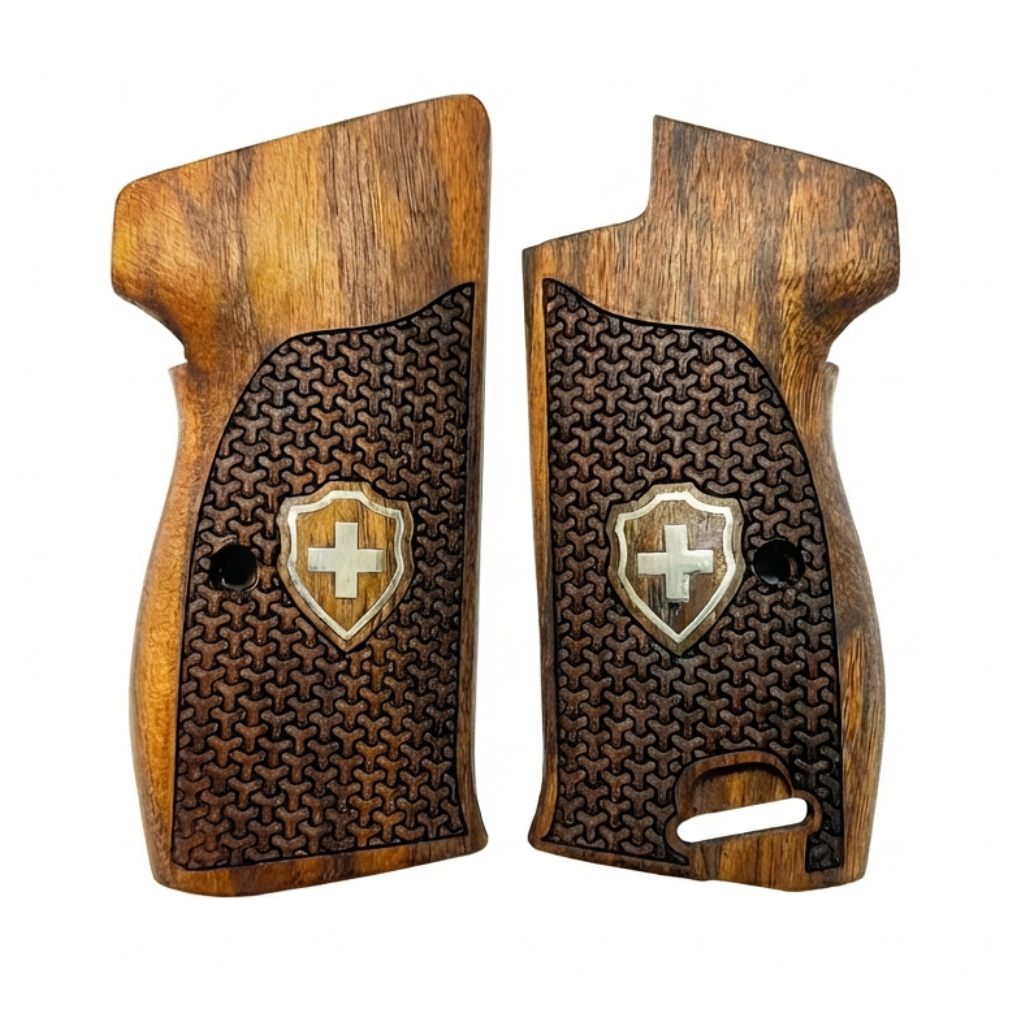 Sig P210 Grips - Geometric Star Swiss Cross (Silver)