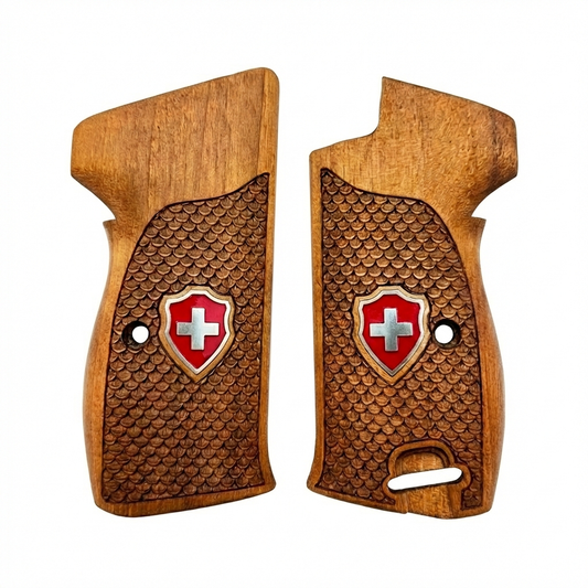 Sig P210 Grips - Fish Scale Swiss Cross (Red)