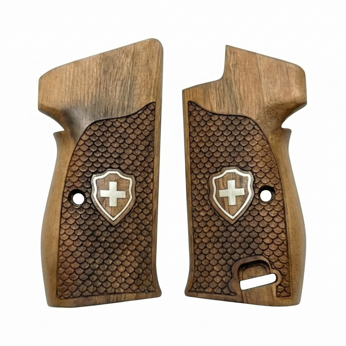 Sig P210 Grips - Fish Scale Swiss Cross (Silver)