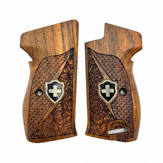 Sig P210 Grips - Swiss Cross FishScale and Floral (Black)