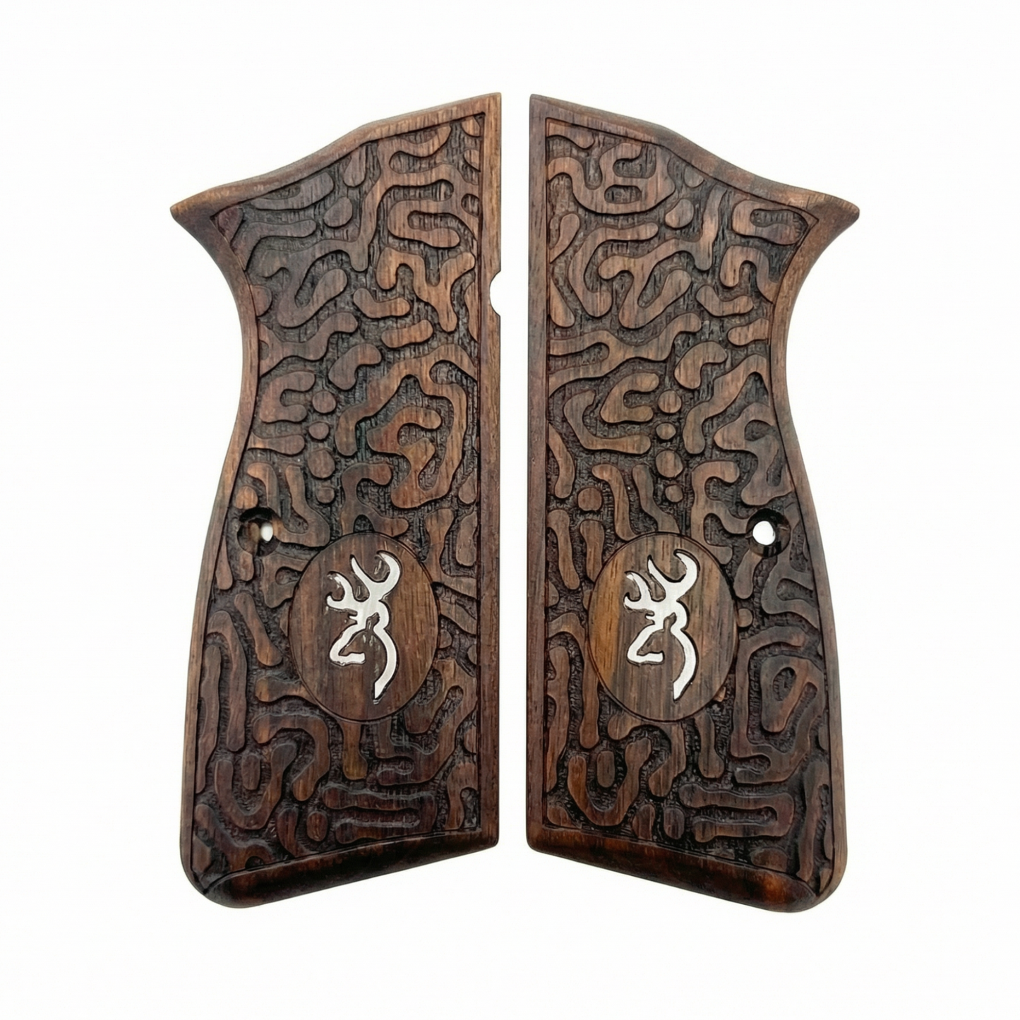 Browning Hi-Power Grips – Labyrinth Silver Logo