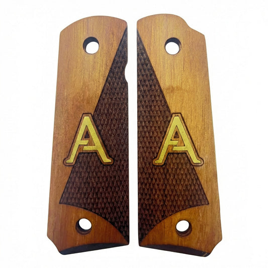 1911 Full Size Grips - Diagonal Duo Texture - Personalized Gold Initial