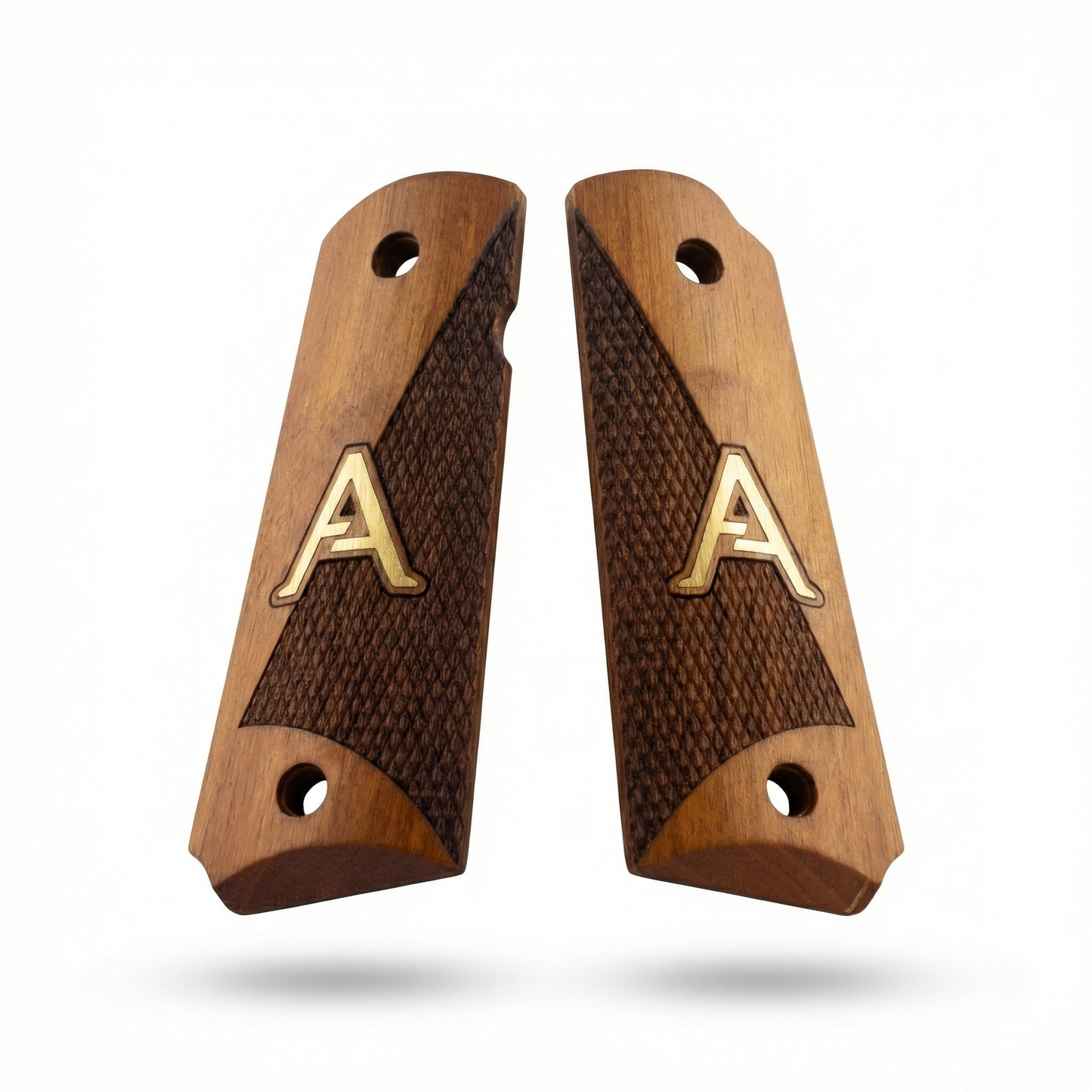 1911 Full Size Grips - Diagonal Duo Texture - Personalized Gold Initial