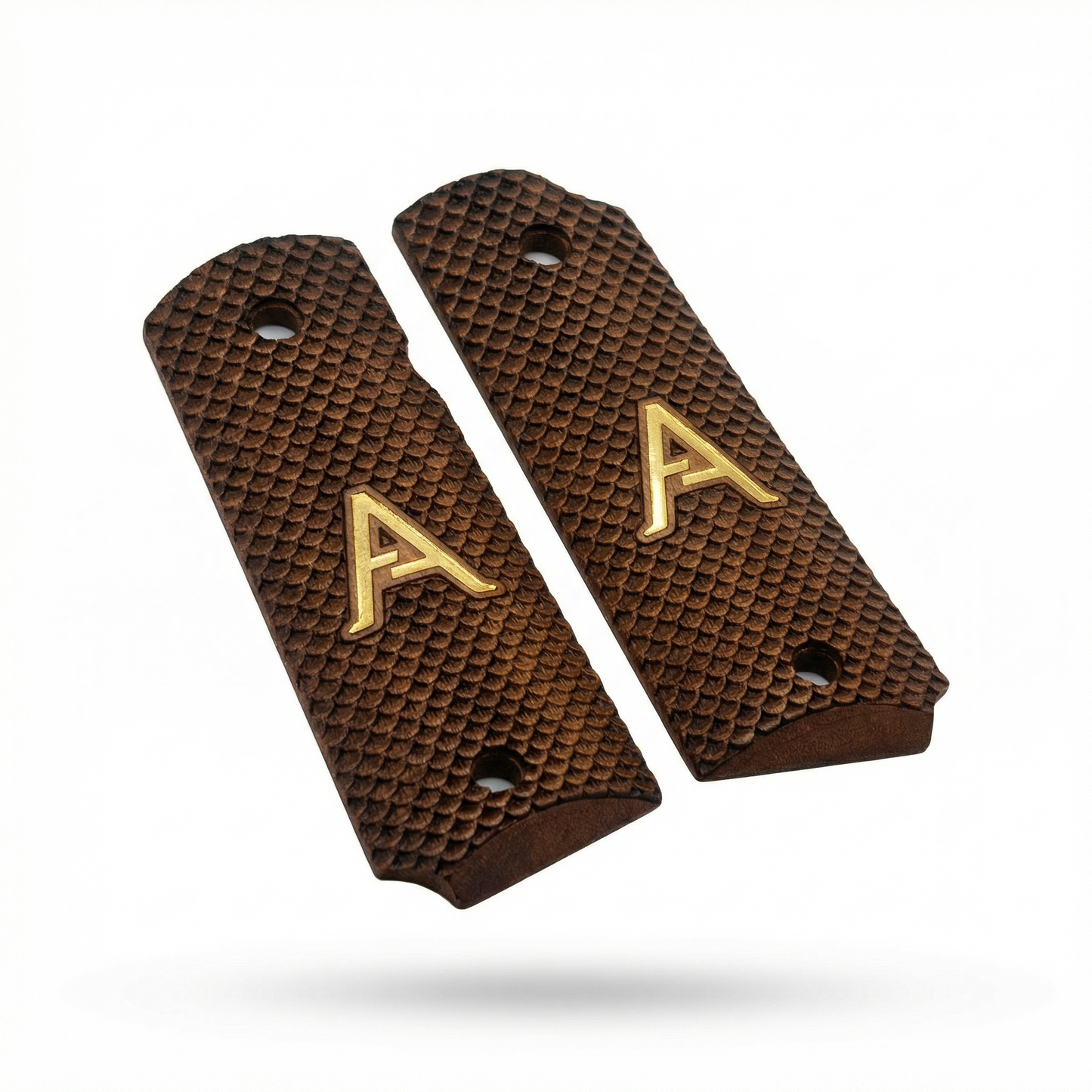 1911 Full Size Grips - FishScale Texture - Personalized Gold Initial