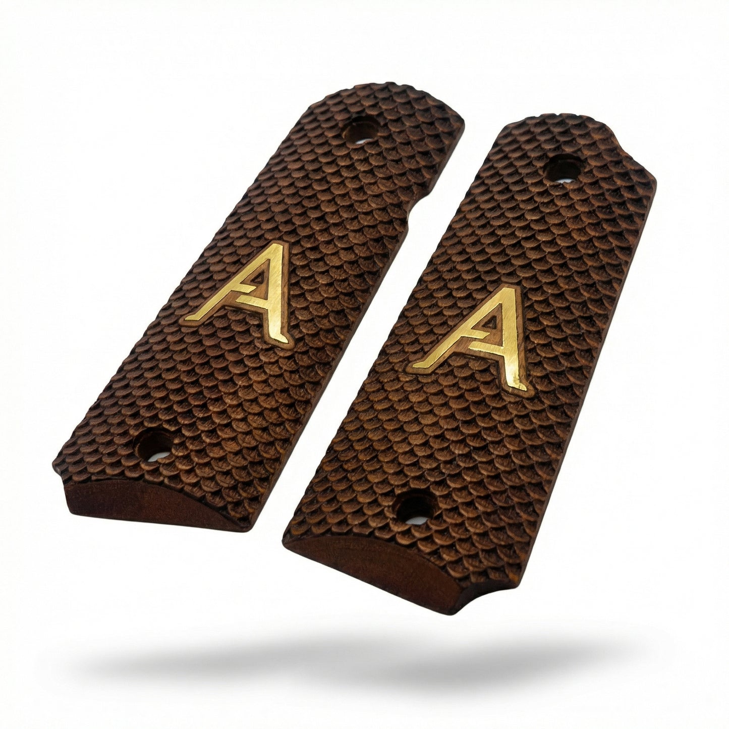 1911 Full Size Grips - FishScale Texture - Personalized Gold Initial