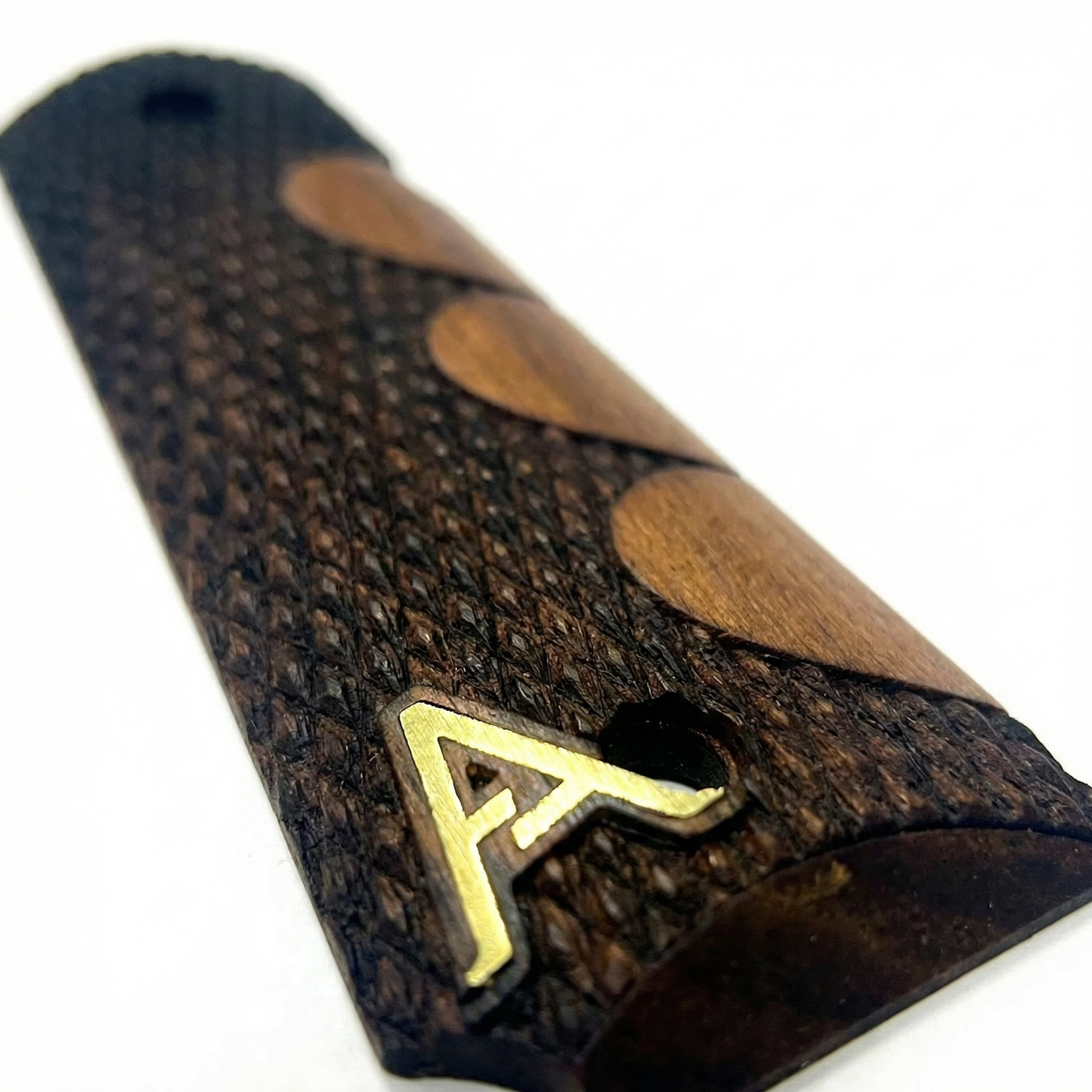 1911 Full Size Grips - Tri-Dot Checkered - Personalized Gold Initial