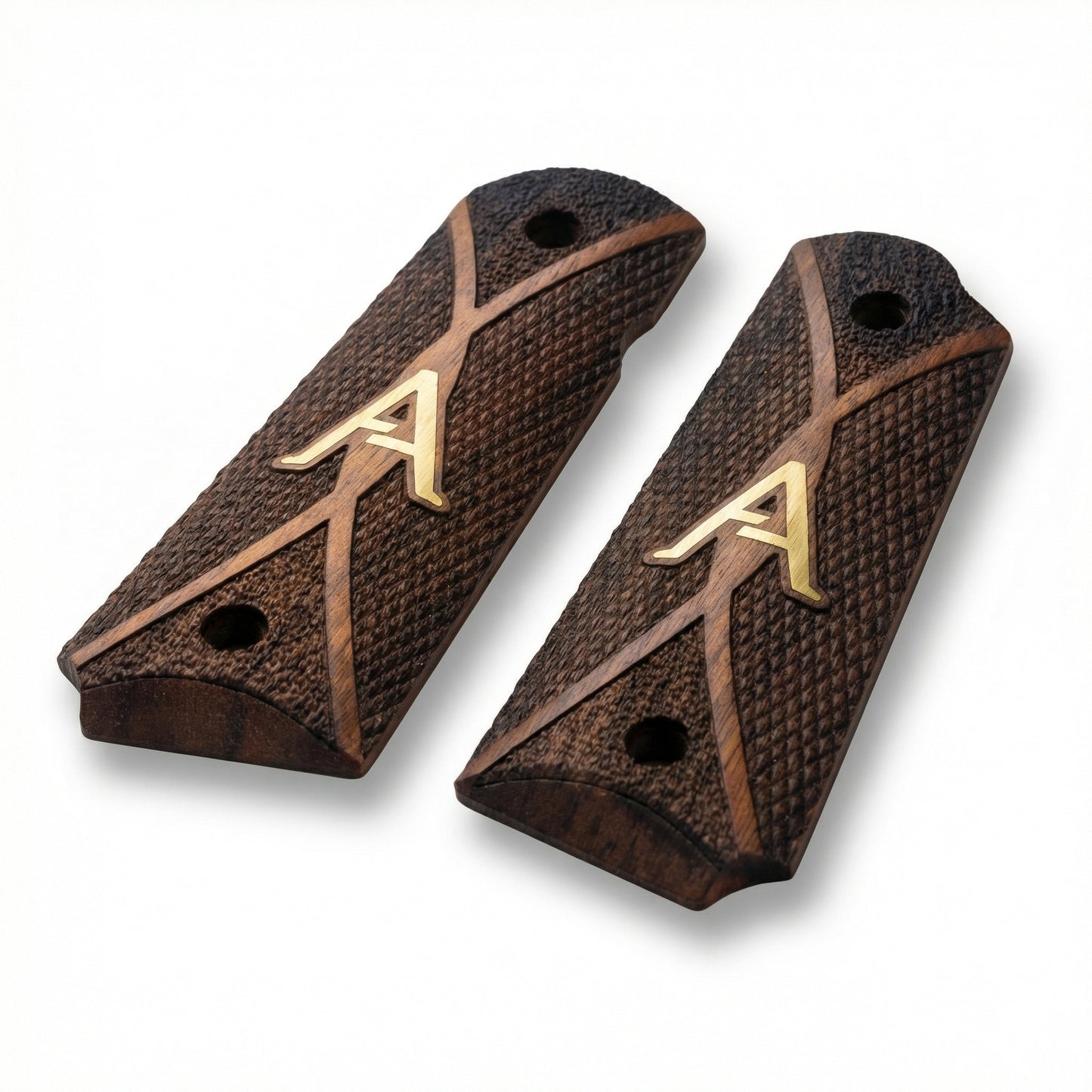 1911 Full Size Grips - Diamond Cross - Personalized Gold Initial