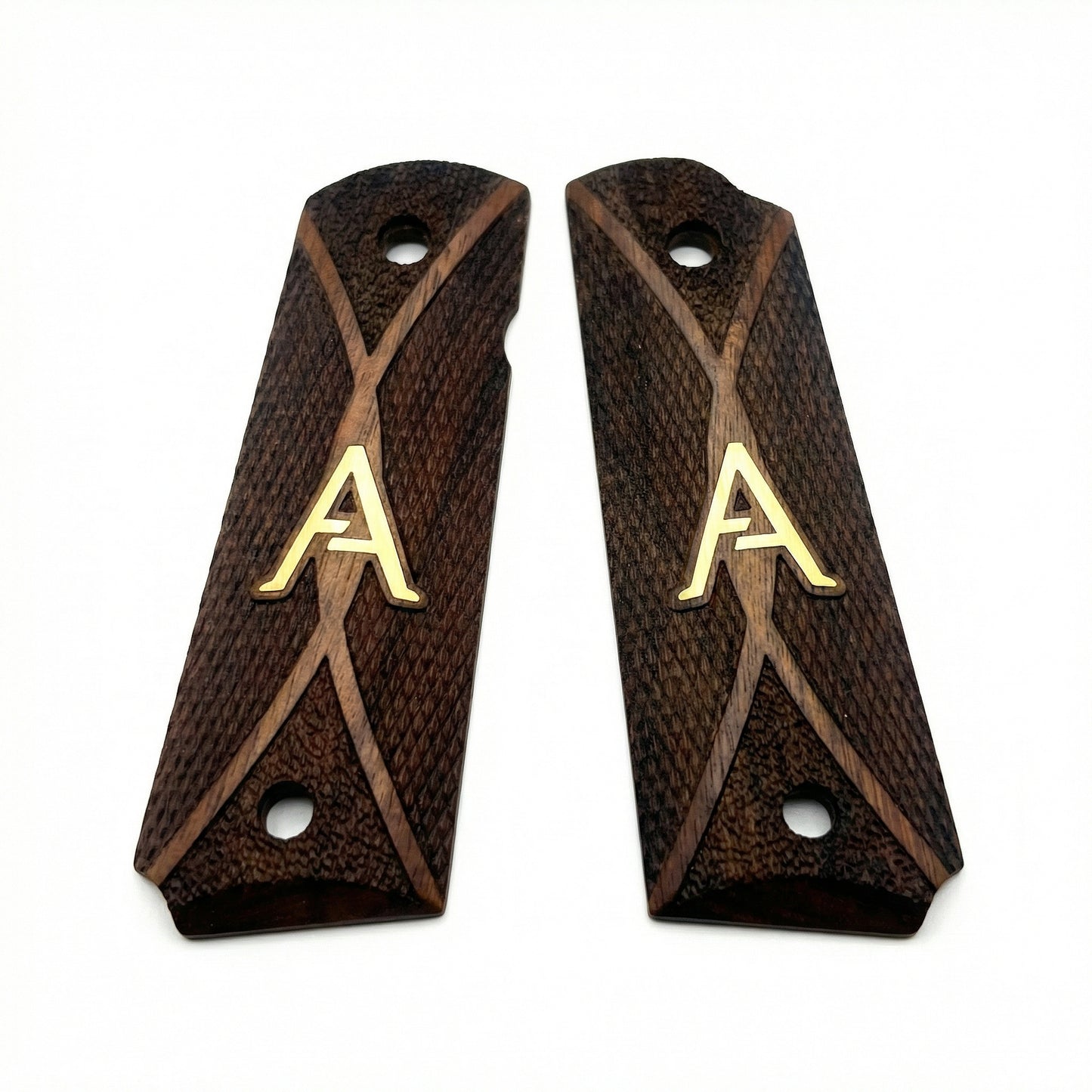 1911 Full Size Grips - Diamond Cross - Personalized Gold Initial