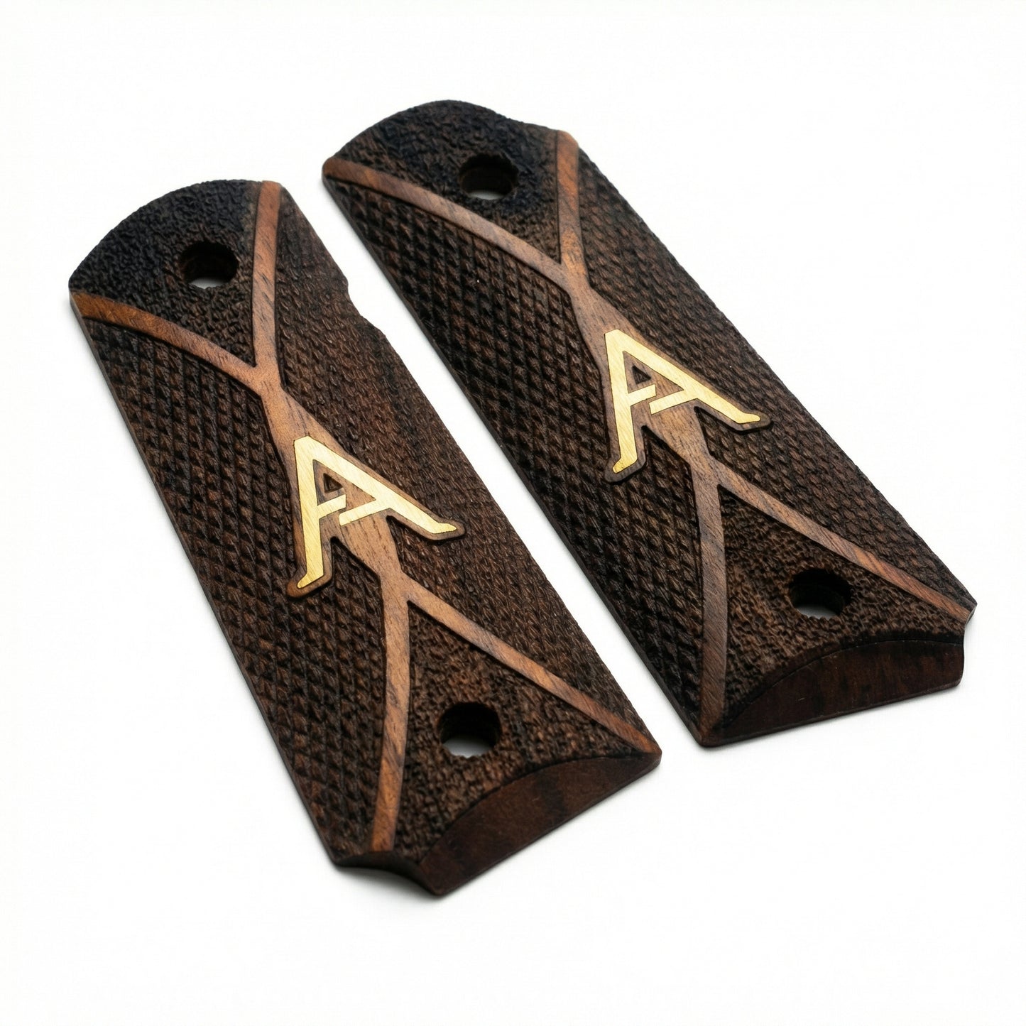 1911 Full Size Grips - Diamond Cross - Personalized Gold Initial