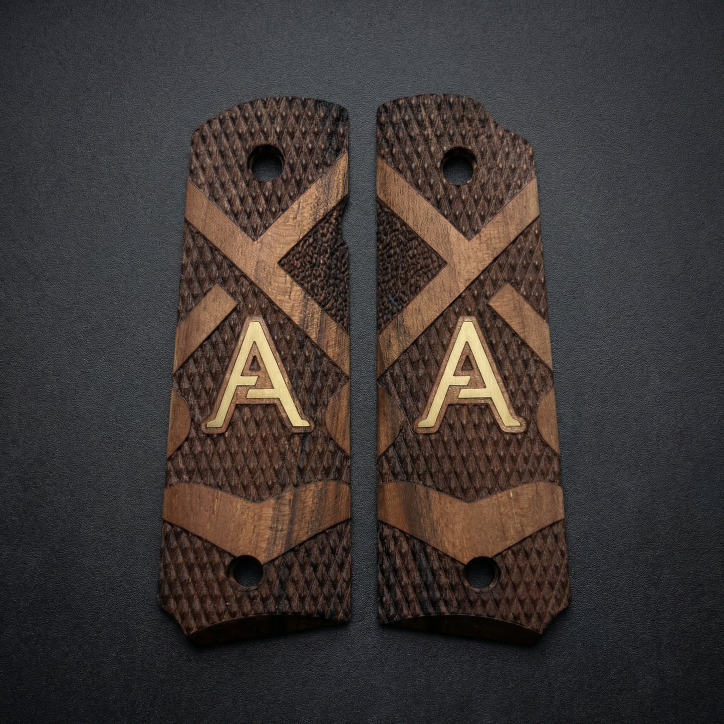 1911 Full Size Grips - Celtic Weave - Personalized Gold Initial