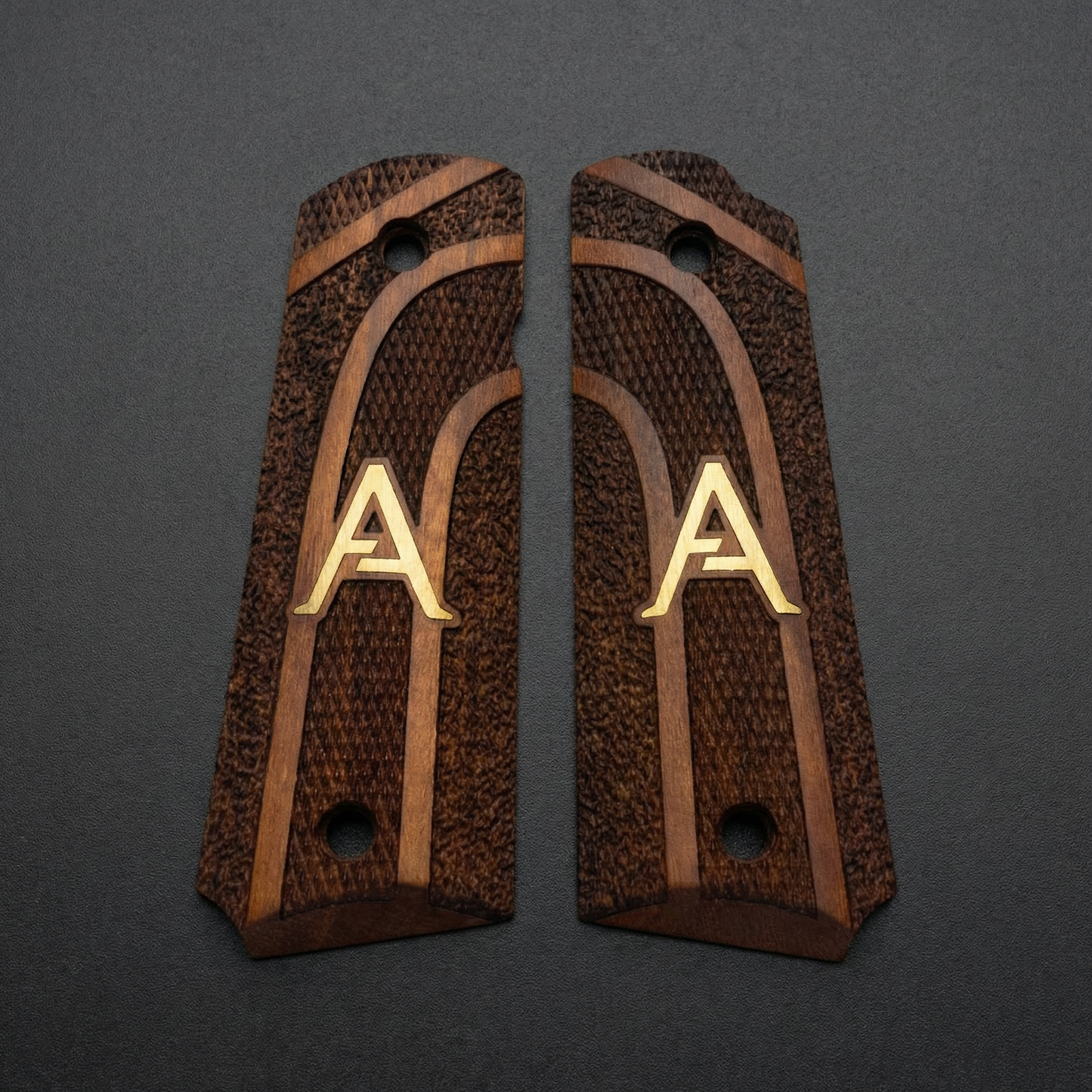 1911 Full Size Grips - Double Arch - Personalized Gold Initial