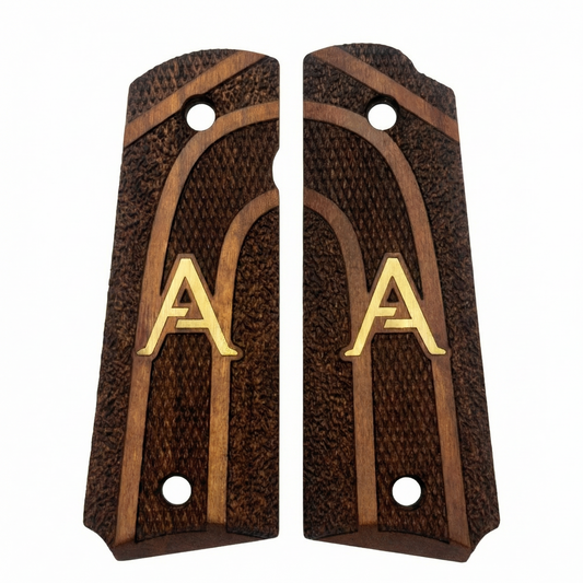 1911 Full Size Grips - Double Arch - Personalized Gold Initial