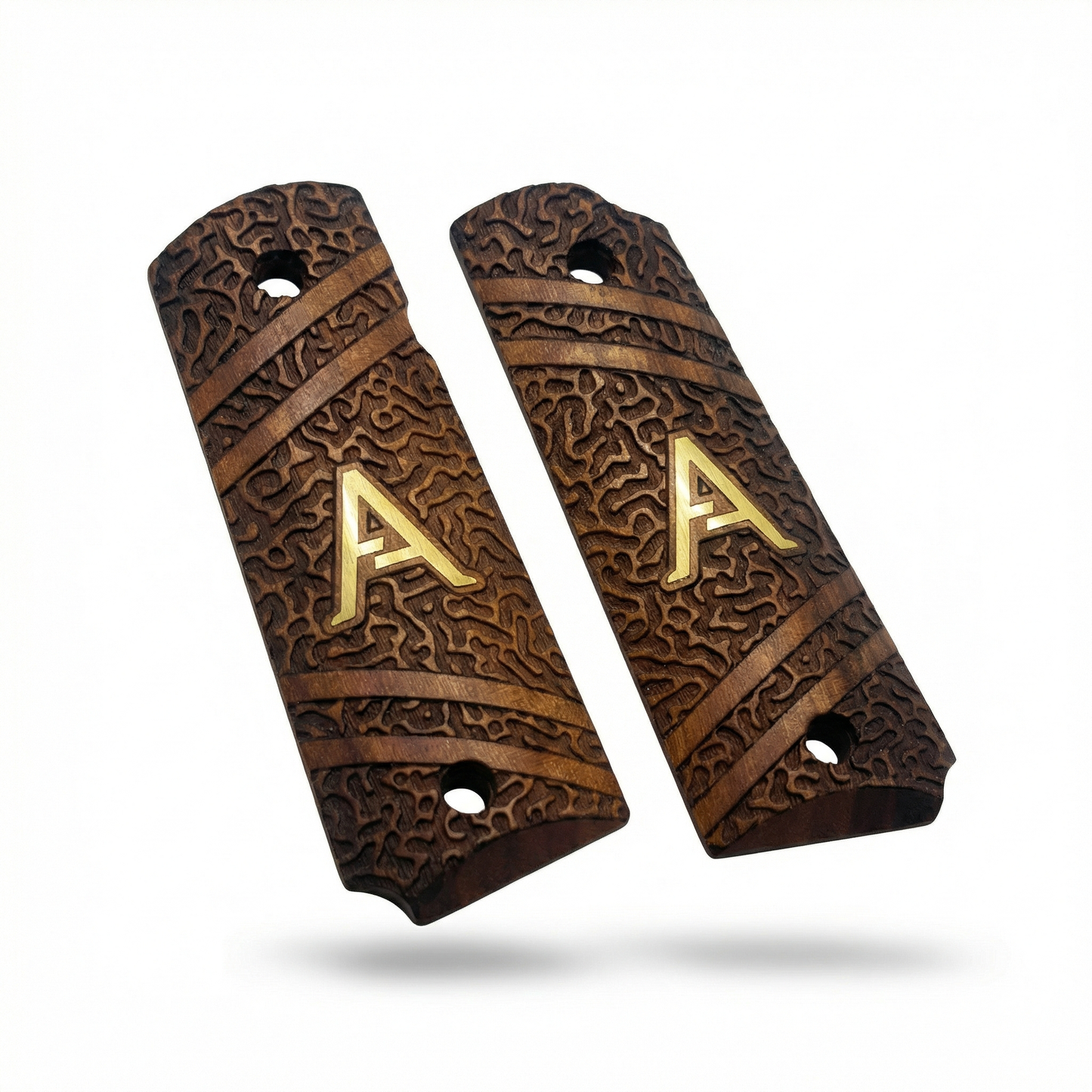 1911 Full Size Grips - Abstract Matrix - Personalized Gold Initial