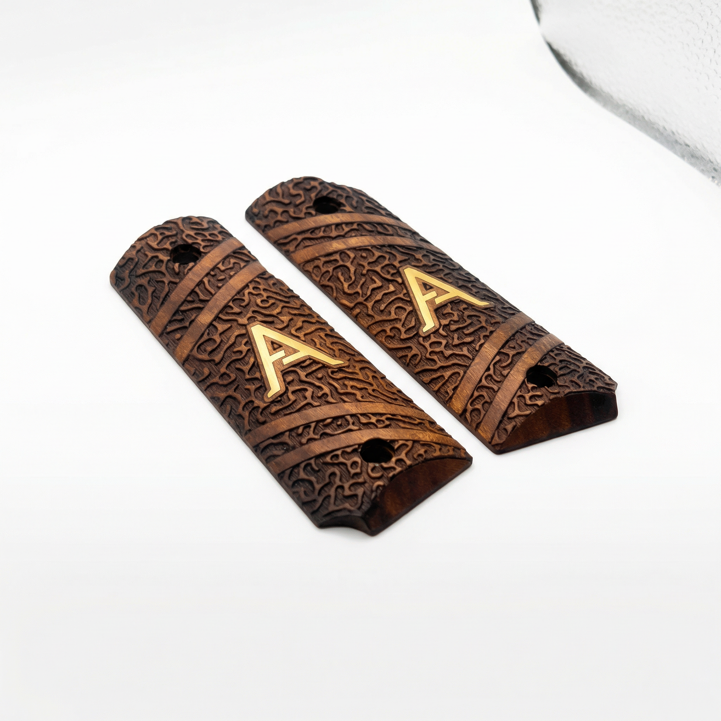 1911 Full Size Grips - Abstract Matrix - Personalized Gold Initial
