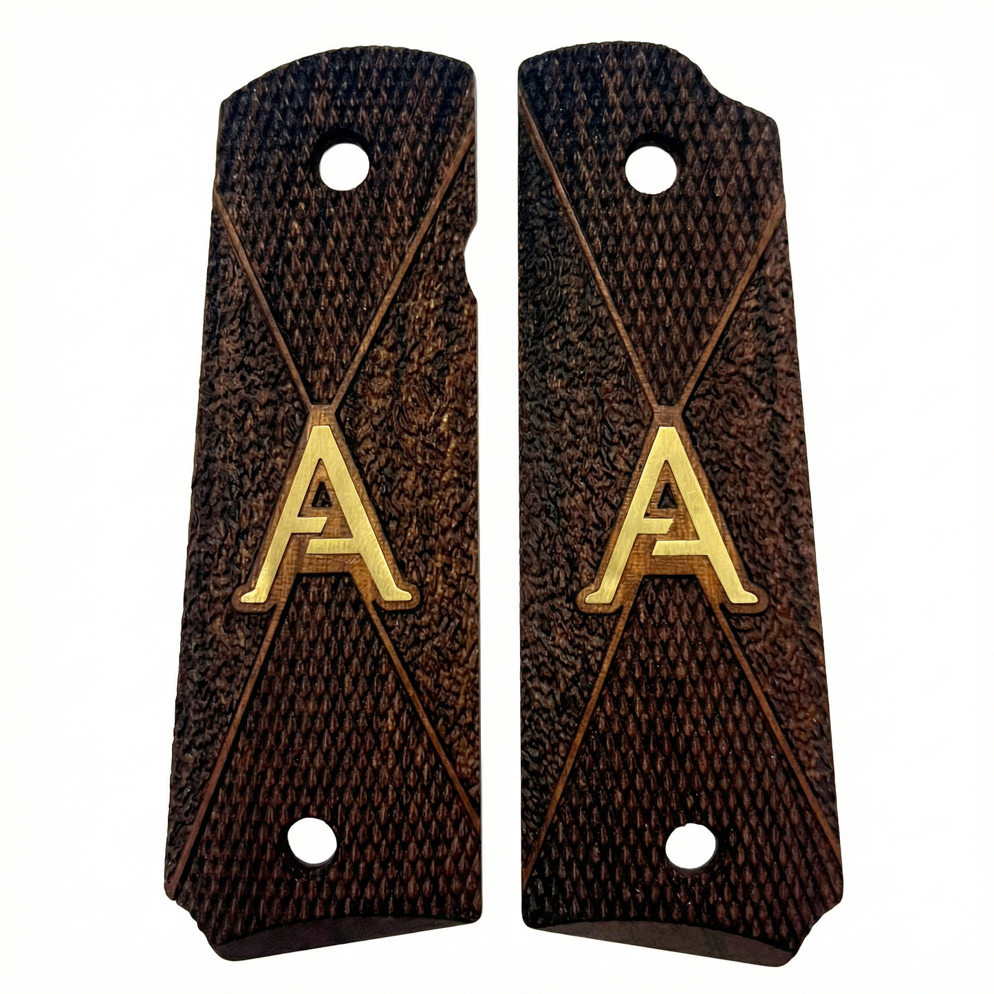 1911 Full Size Grips - Royal Diamond - Personalized Gold Initial
