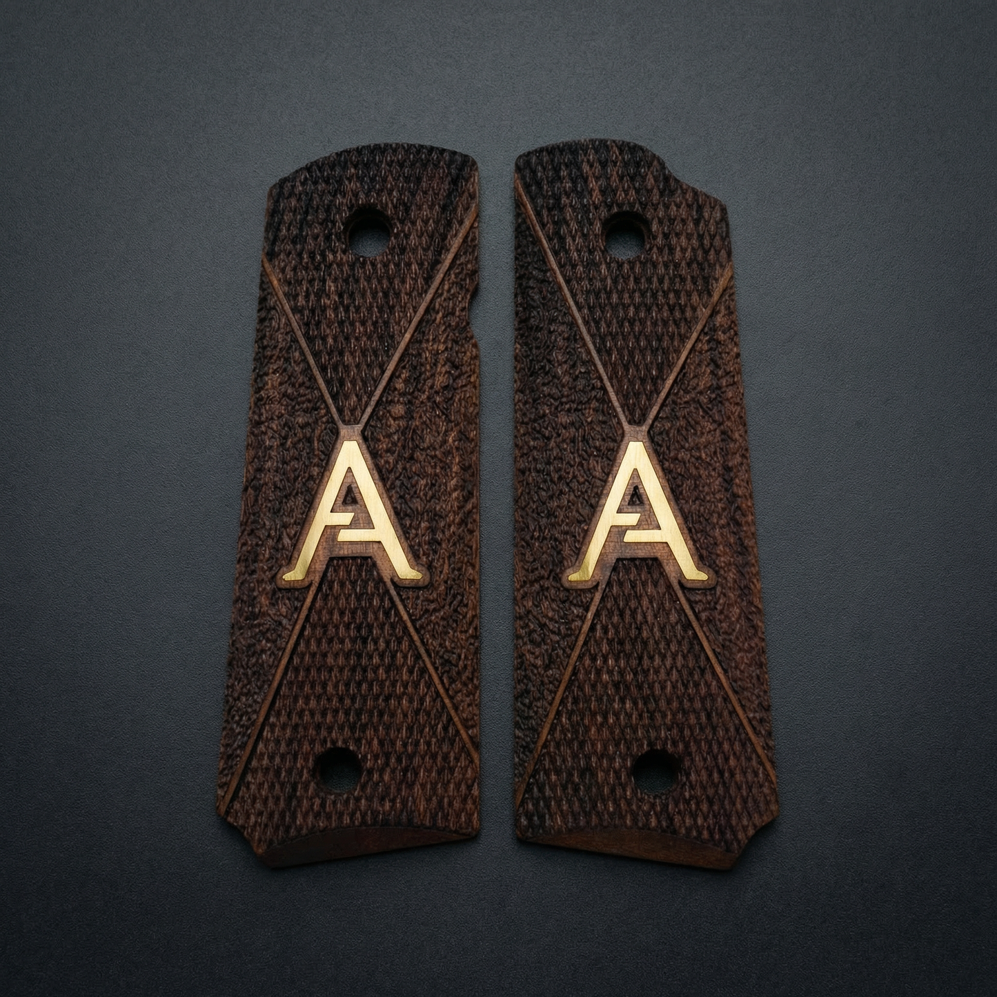 1911 Full Size Grips - Royal Diamond - Personalized Gold Initial