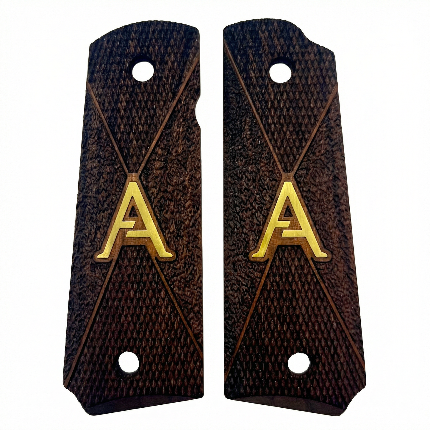 1911 Full Size Grips - Royal Diamond - Personalized Gold Initial