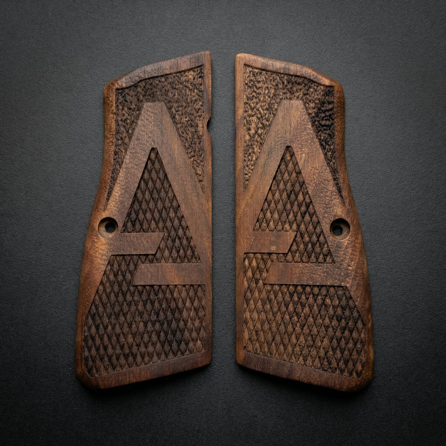 Browning Hi Power Grips - Classic Checkered - Personalized Initial