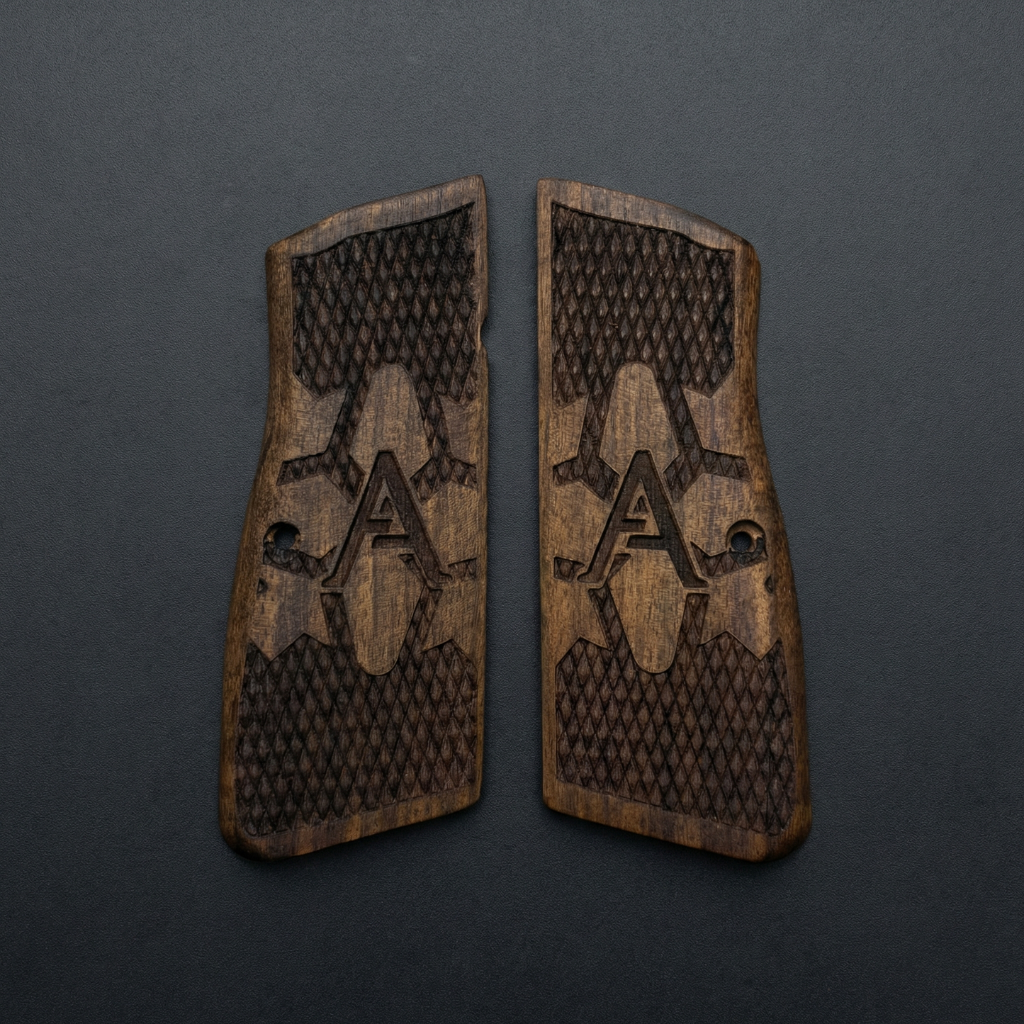 Browning Hi Power Grips - Atomic Texture - Personalized Initial