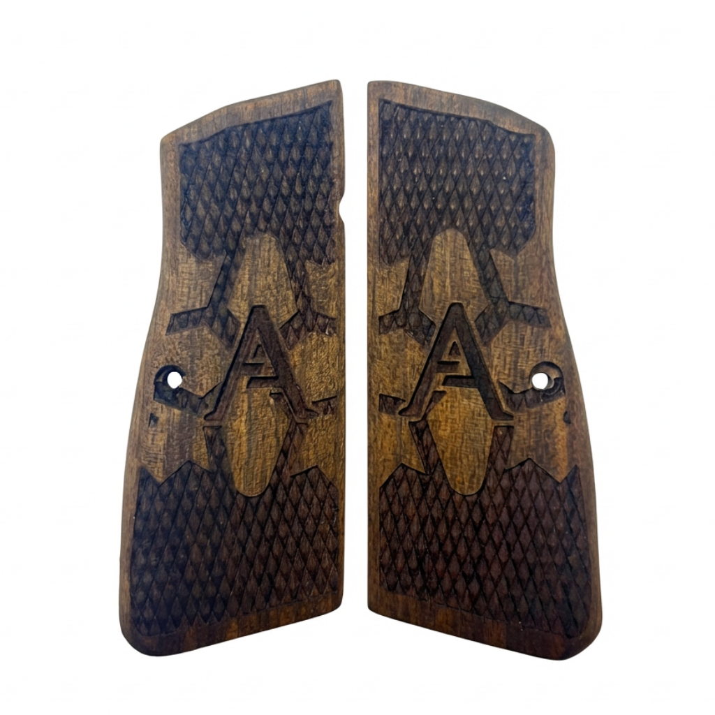 Browning Hi Power Grips - Atomic Texture - Personalized Initial