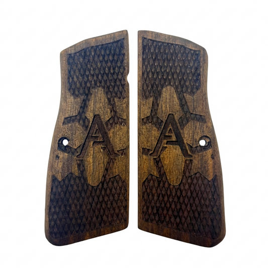 Browning Hi Power Grips - Atomic Texture - Personalized Initial